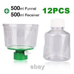 12/PK Bottle Top Filter System PES 500ml 0.22? Funnel&Receiver Vacuum Filtration