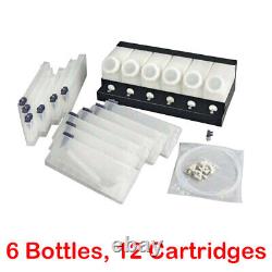 6 Bottles, 12 Cartridges For Roland Continuous Bulk Ink Supply System CISS