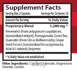 Astragalus PREMIUM RESVERATROL 1200mg Organic Supplement 6 Bottles