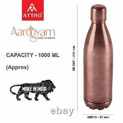Attro O2 Vintage Finish Copper Water Bottle 1L Copper Improves Immunity System