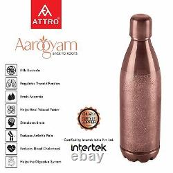 Attro O2 Vintage Finish Copper Water Bottle 1L Copper Improves Immunity System