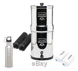 Big Berkey Water Filter System with 2 Black Filters, PF- 2 Filters and Bottle