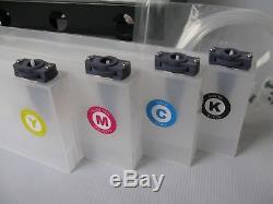 Bulk Ink System-4 Bottles, 8 Cartridges for Mutoh VJ-1604 Roland XR-640 XF-640