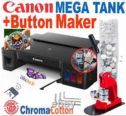 CANON TANK REFILLABLE INK PRINTER Button Maker STARTER Pack + CD Button