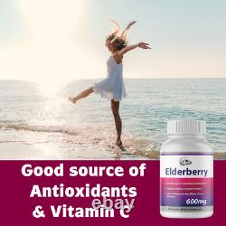Elderberry Capsules 600mg Immune System Support 10 Bottles 600 Capsules