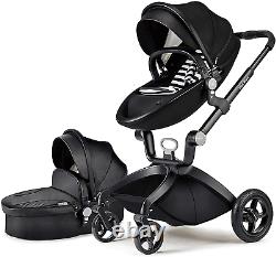 Hot Mom Pushchair 2020, 2 in 1 Baby Stroller Travel System with Bassinet Black