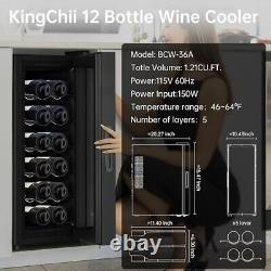 KingChii 12 Bottle Thermoelectric Wine Cooler Refrigerator Advanced Cooling Tech