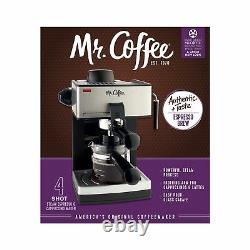 Mr. Coffee 4-Cup Steam Espresso System with Milk Frother Silver