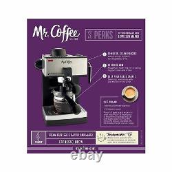 Mr. Coffee 4-Cup Steam Espresso System with Milk Frother Silver