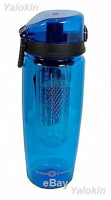NEW BLUE Premium Fruit Infuser Bottle 1 Liter 32 Oz w Locking System BPA Free