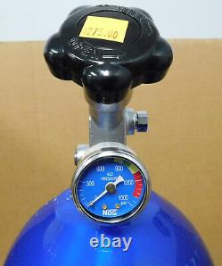 NOS 14745NOS 10# Nitrous Bottle & Gauge, Super Hi-Flow Valve, 9-22 Date, Blue