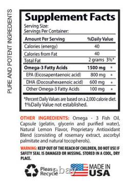 Natural Omega-3 6 9 Fish Oil 8060 DHA / EPA 1500mg 6 Bottles, 360 Softgels