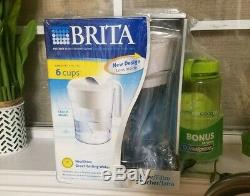 New Sealed Brita Pitcher Water Filtration System 6 Cups Free Filter Free Bottle