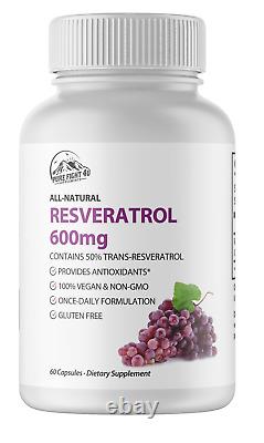Resveratrol 600mg Dietary Supplement 10 Bottles 600 Capsules