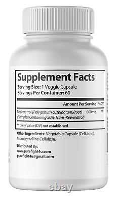Resveratrol 600mg Dietary Supplement 12 Bottles 720 Capsules
