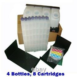 Roland Bulk Ink System with Vertical Cartridges-4 Bottles, 8 Cartridges