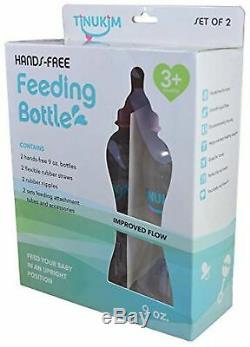 Tinukim Hands Free Baby Bottle Anti-Colic Nursing System, 9 Ounce Set. NEW