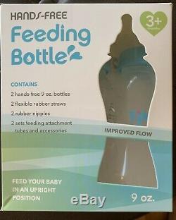Tinukim Hands Free Baby Bottle Nursing System, 9 oz. Set of 2 Blue New Open Box