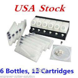 US Stock- Roland Mimaki Mutoh Bulk Ink System 6 Bottles, 12 Cartridges