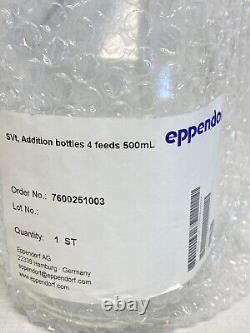 (7 pièces) Bouteilles d'addition graduées en verre EPPENDORF de 500 ml avec bouchons à 2 ports 7600251003