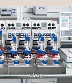 (7 pièces) Bouteilles d'addition graduées en verre EPPENDORF de 500 ml avec bouchons à 2 ports 7600251003