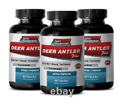 Deer Antler Plus 550mg Avec La Racine De Beurre, Ginseng & Saw Palmetto 3 Bouteilles