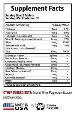 Deer Antler Plus 550mg Avec La Racine De Beurre, Ginseng & Saw Palmetto 3 Bouteilles