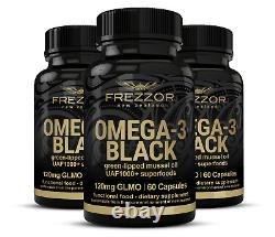 Frezzor Omega 3 Black Green Liped Mussel Oil Capsules 3 Bouteilles, 180 Compte