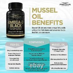 Frezzor Omega 3 Black Green Liped Mussel Oil Capsules 4 Bouteilles, 240 Compte