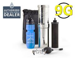 Kit de filtration d'eau Go Berkey - Comprend une bouteille de sport - Filtre noir - Amorceur