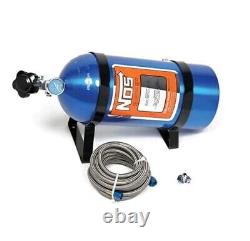 Notre bouteille bleue de 10 livres Nos Nitrous avec valve super haute performance, supports de montage et jauge.