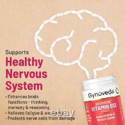 'Support nutritionnel quotidien Gynoveda Vit. B-12 Caps pour le cerveau et le système nerveux, ayurvédique'